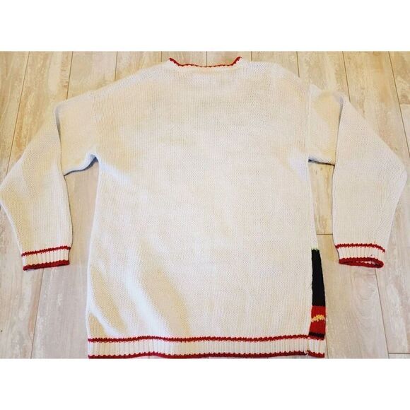 Casual Corner L Heavy Embroidered Bears Christmas Sweater Sz L Vintage 80's - Picture 2 of 8